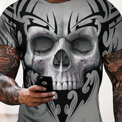 Men's Breathable 3D Skull Graphic Tee for Summer
