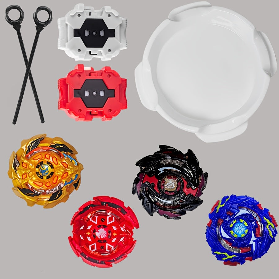4pcs Spinner Set with Launcher Interactive Spinning Tops