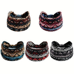Boho Style Elastic Sports Headband Wide Brim Yoga Headband