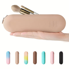 Silicone Makeup Brush Holder Zipper Travel Cosmetic Brushes Case
