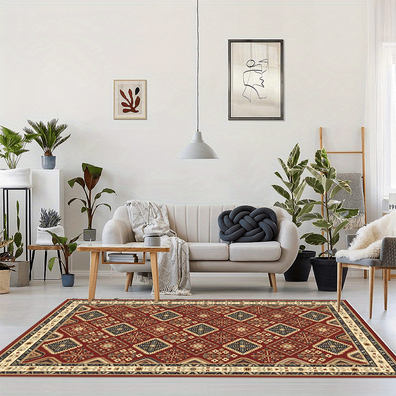 Bohemian Red Classic Pattern Large Carpet Soft Living Room Bedroom