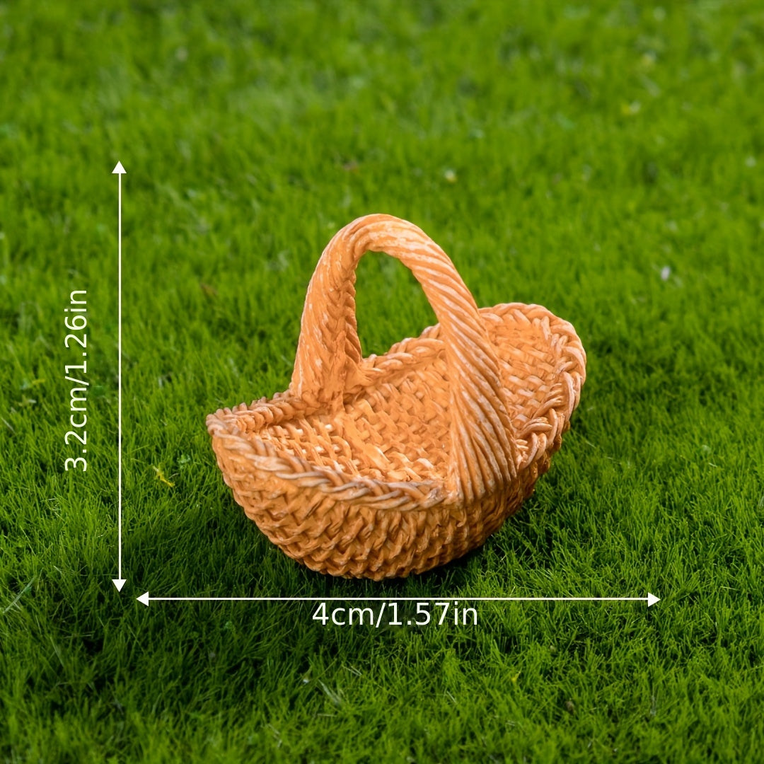 Resin Dollhouse Basket for Gardening Scenes and Decorative Props
