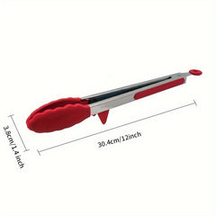 Stainless Steel BBQ Grill Tongs Silicone Heat Resistant Non stick