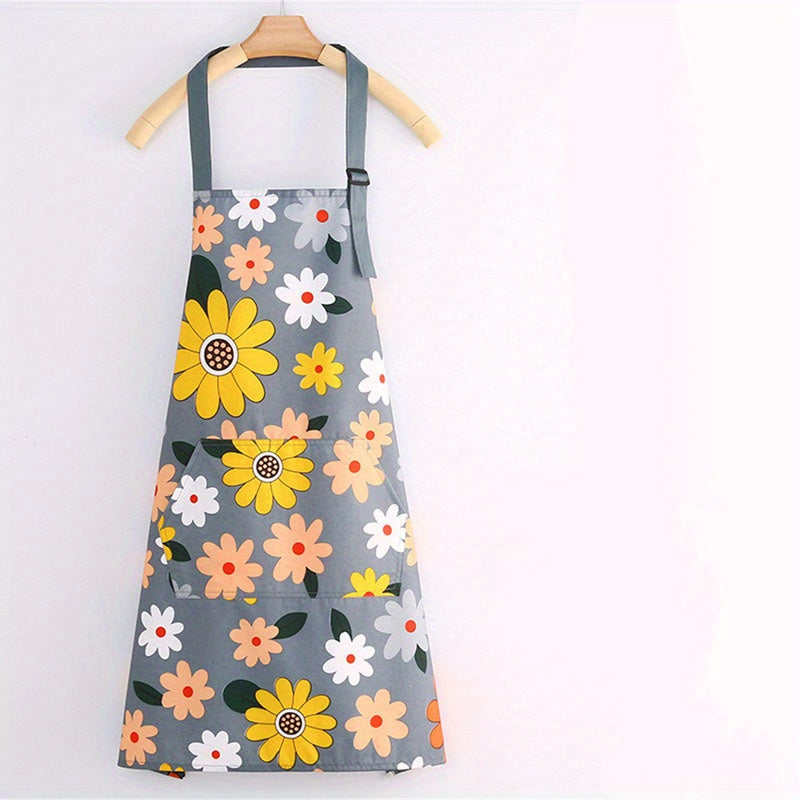 Waterproof Floral Print Apron for Gardening & Cooking