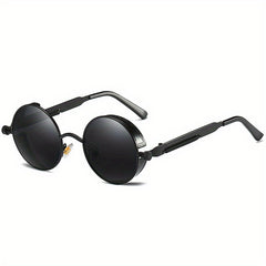 Retro Steampunk Style Sunglasses Round Metal Polarized Eyewear