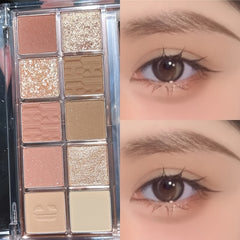 10 Shade Milk Tea Earth Tone Eyeshadow Palette Matte & Pearly Finish
