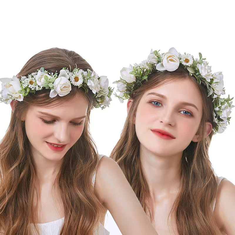 Flower Rattan Garland Headdress Wedding Bridal Wreath Hair Accessories