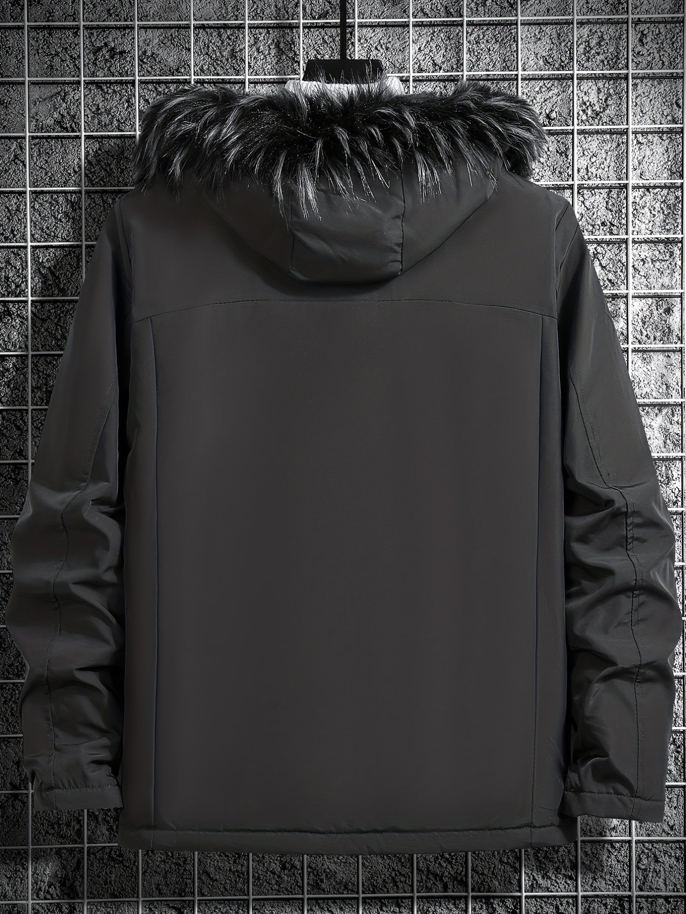 Hooded Winter Jacket Men's Solid Zip Up Padded Jacket