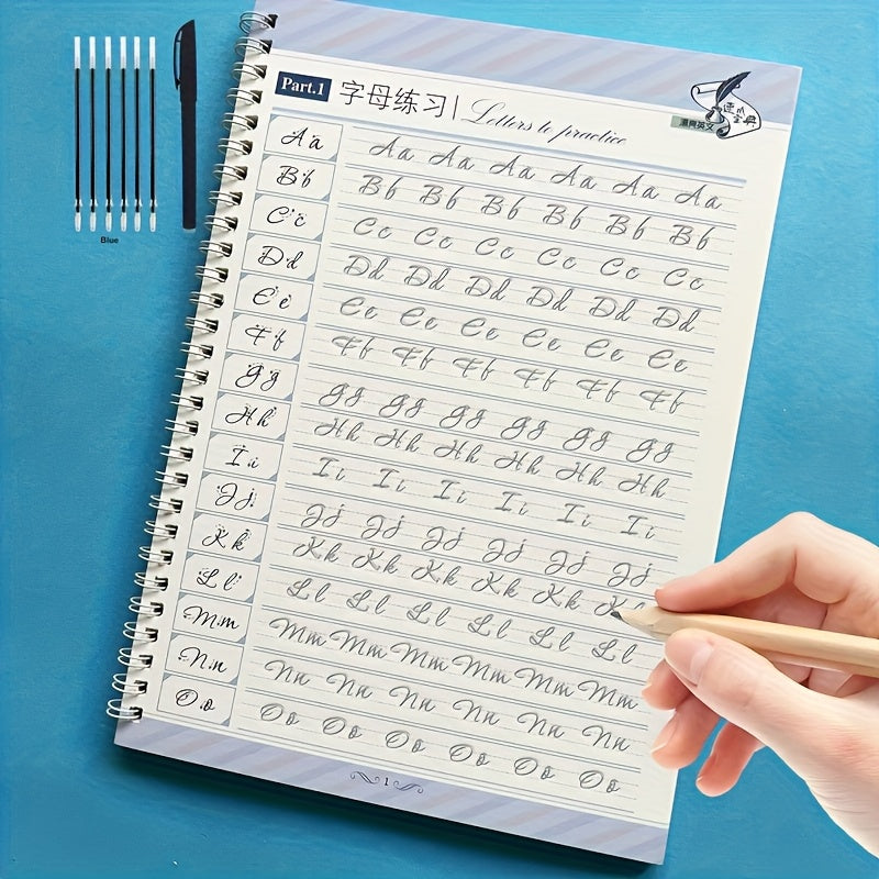 English Calligraphy Practice Book Set with Erasable Ink