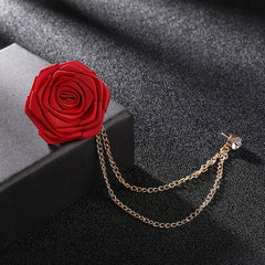 Couple Style Rose Brooch Tassel Chain Suit Chest Jewelry