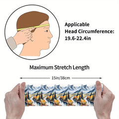 Mist Mountains Headband Autumn Print Sweat Wicking Stretchy Breathable