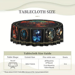 Round Polyster Table Cloth Tree Of Life Pattern Water Repellent Circle Table Cov