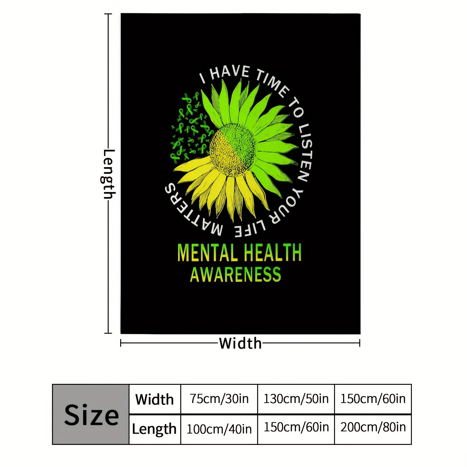Mental Health Awareness Soft Blanket for Sofa Bed Lightweight Warm Blanket