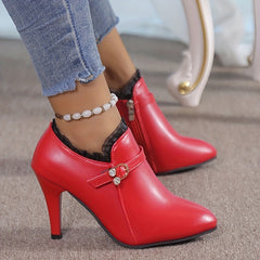 Women's Lace Stiletto Ankle Boots Pointed Toe High Heels