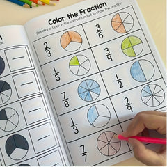 YUYNLEP Math Workbook Fractions & Answer Sheet Ages 8-12 Grades 3-4