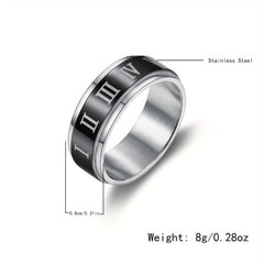 Stainless Steel Roman Numeral Spinner Ring - Anti Anxiety Spinner Rings