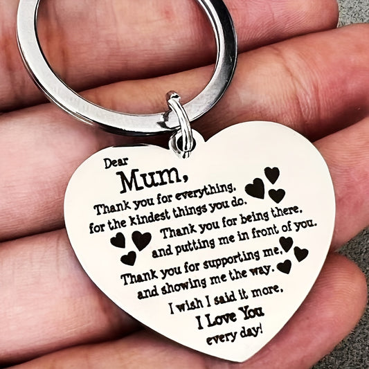 Heart-Shaped Stainless Steel Key Chain for Mom - Thanksgiving Gift