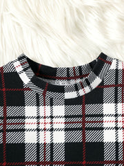 Kid Girls' Plaid Stand Collar Dress For Party Going Out