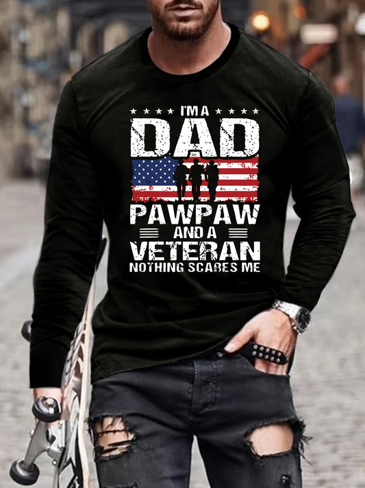 Veteran Dad Letter 3D Digital Pattern Print Men's Graphic T shirt