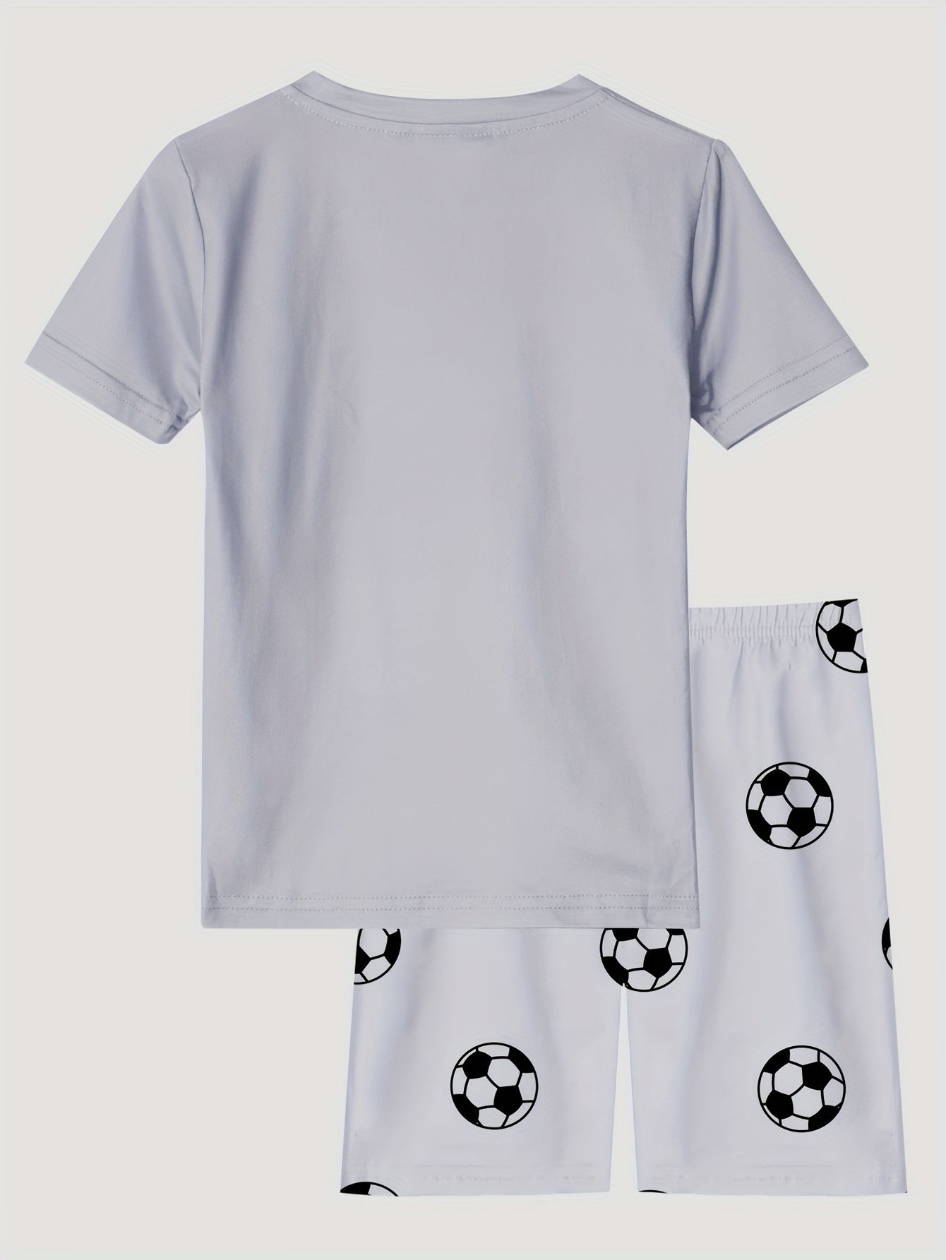 2pcs Boys Football Pajamas Set Short Sleeve T-shirt & Shorts