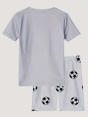 2pcs Boys Football Pajamas Set Short Sleeve T-shirt & Shorts