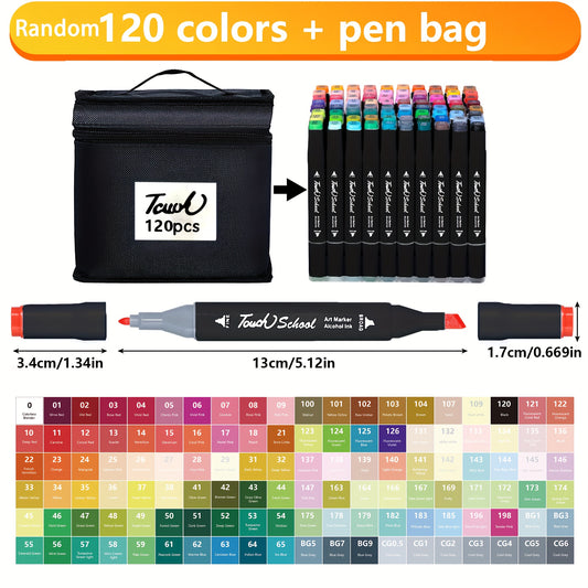 120 Colors Dual Tip Waterproof Markers - Permanent Drawing & Painting Set