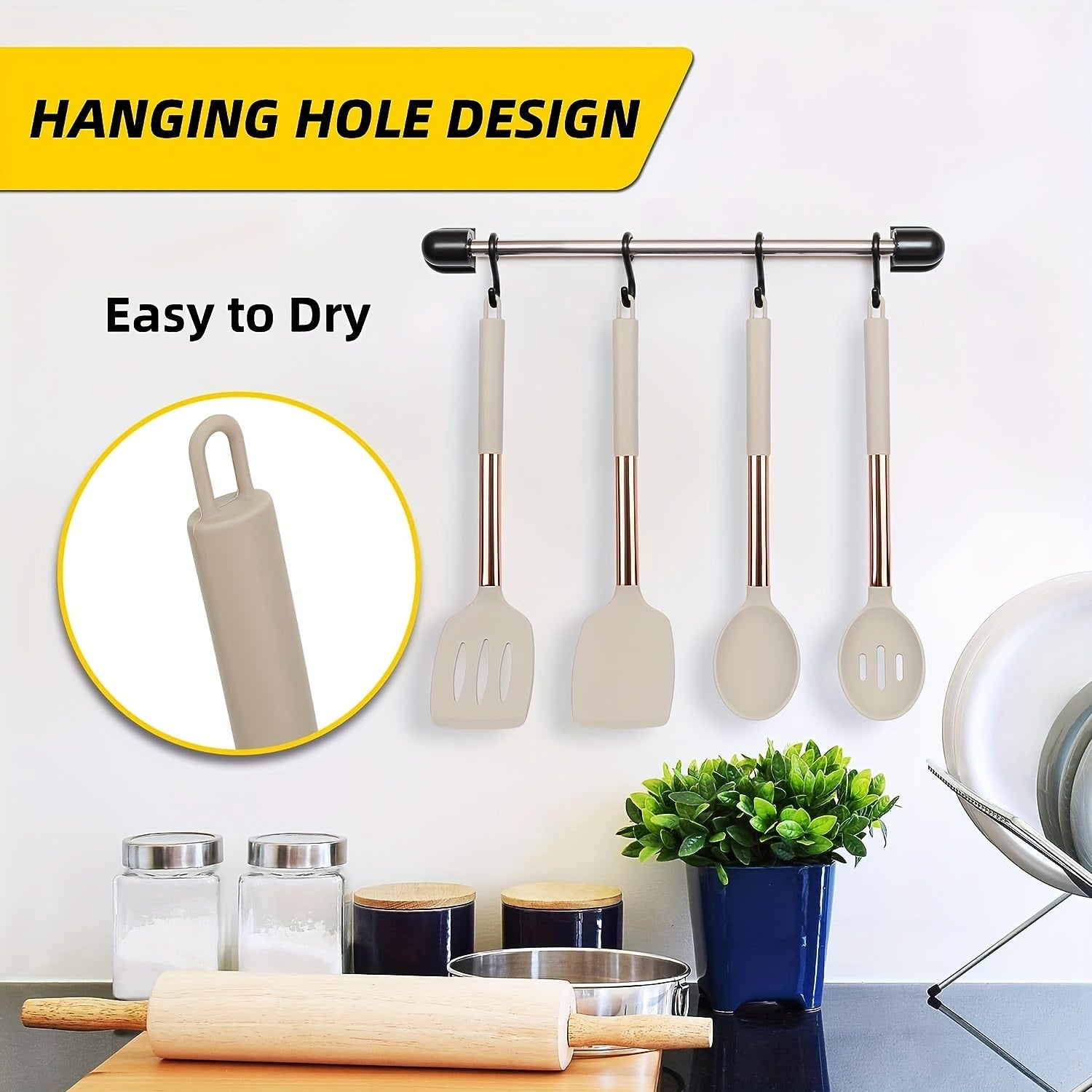 4pcs Silicone Kitchen Utensils Set Heat Resistant Non-stick Cooking Spatul