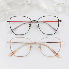 2pcs Square Frame Computer Glasses Unisex Metal Light Glasses