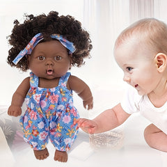 8inch Curly Hair Simulative Doll Soft Rubber Toy Doll Including Doll Clothes
