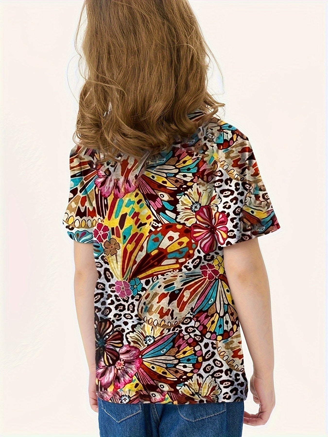 Girls Pattern Short Sleeve T-shirt Summer Sports Clothes