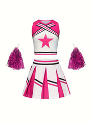 Girls Star Graphic Cheerleading Suit For Party Performance Sports Gift