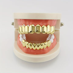 Silvery Teeth Grillz Set Top & Bottom Hip Hop Rapper Jewelry