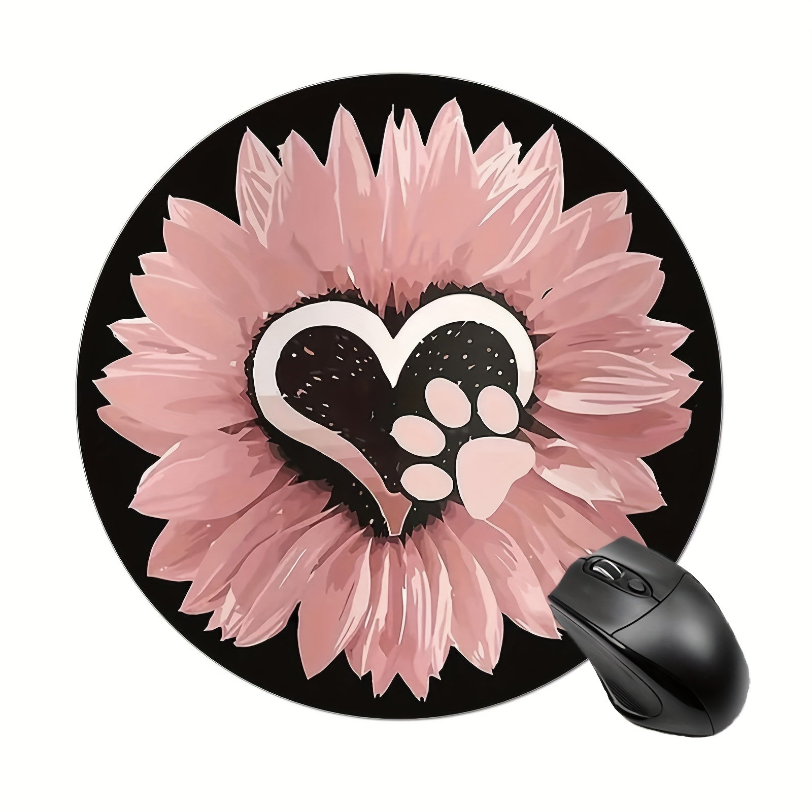 Love Flowers Gaming Mouse Pad | Non-slip Round Mousepad for Office, Computers