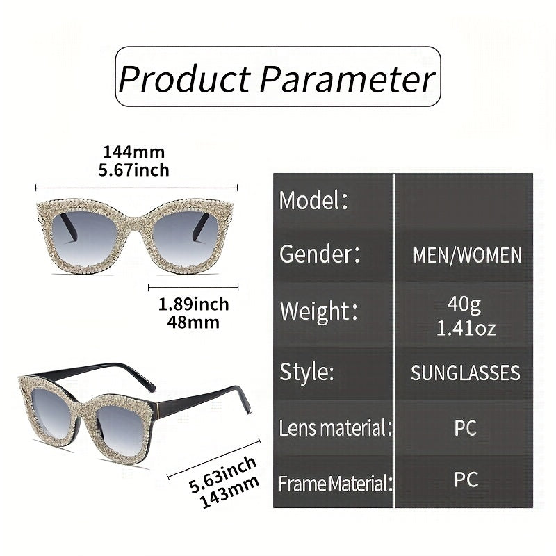 Y2K Rhinestone Cat Eye Sunglasses Bling Summer Sun Shades UV400