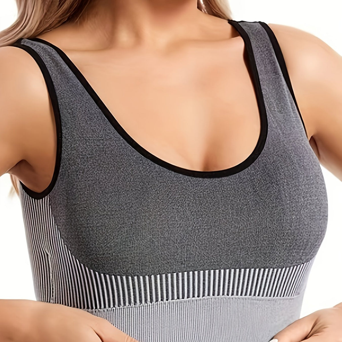 Striped Wireless Sports Bra for Running Workout