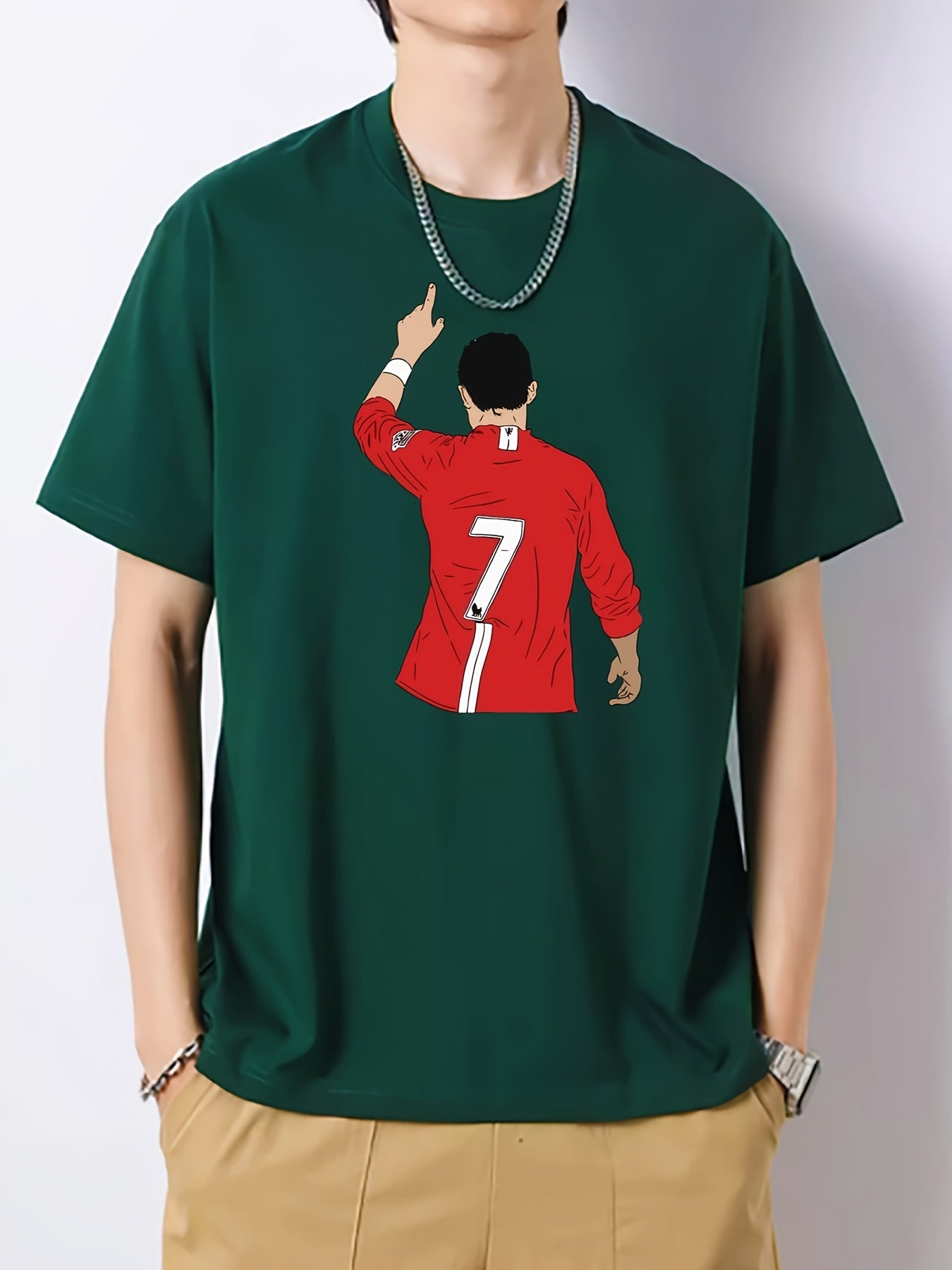 Creative Pattern Print Men's Graphic Cotton Crew Neck T-shirt