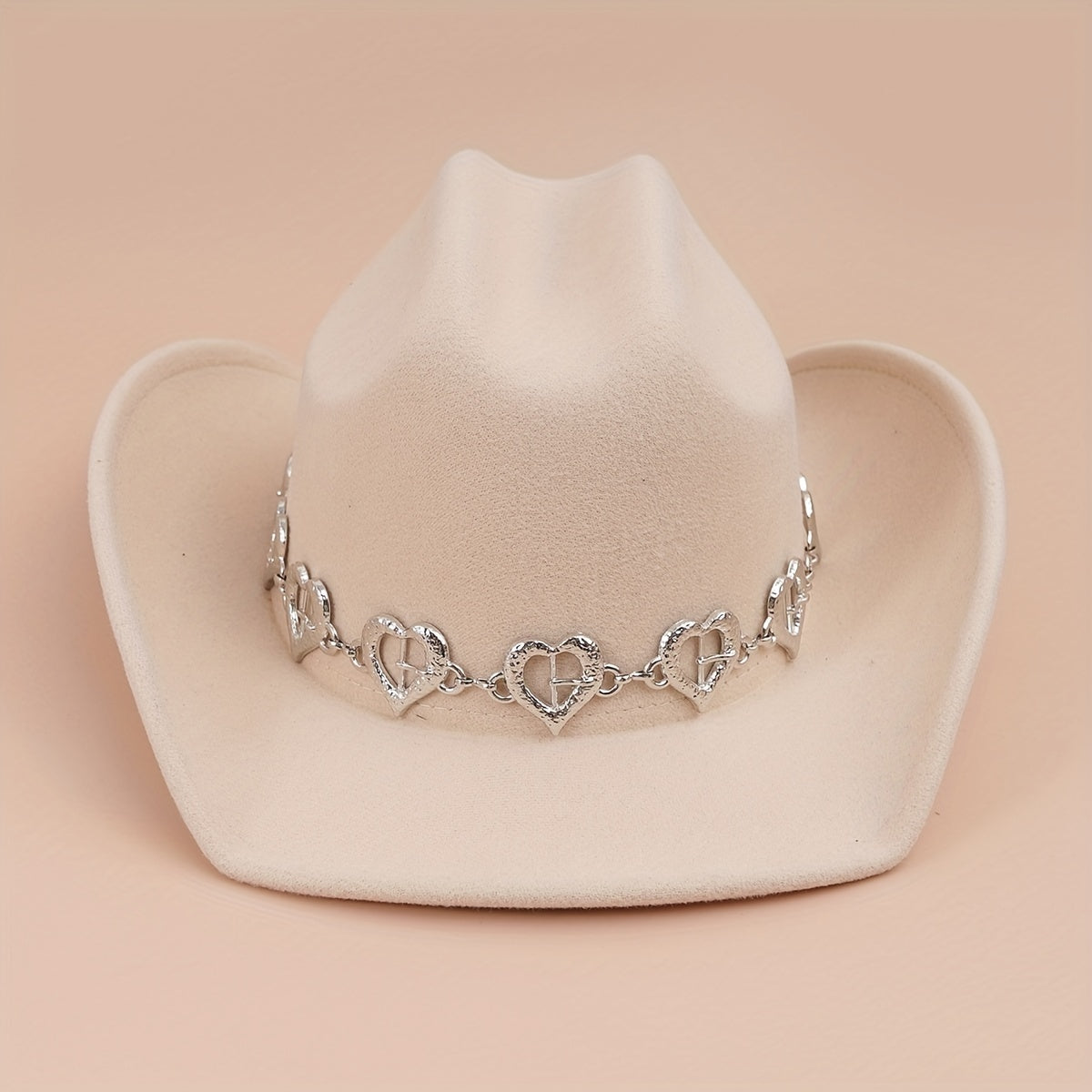 Fedora Cap Heart Chain Decor Western Cowboy Hat Warm Jazz Couple Felt Hats