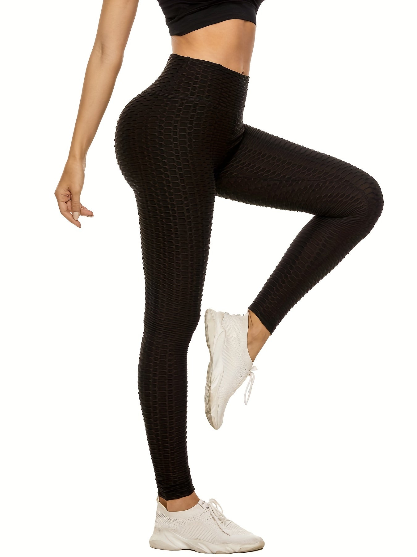 High Waist Honeycomb Peach Butt Leggings for Women