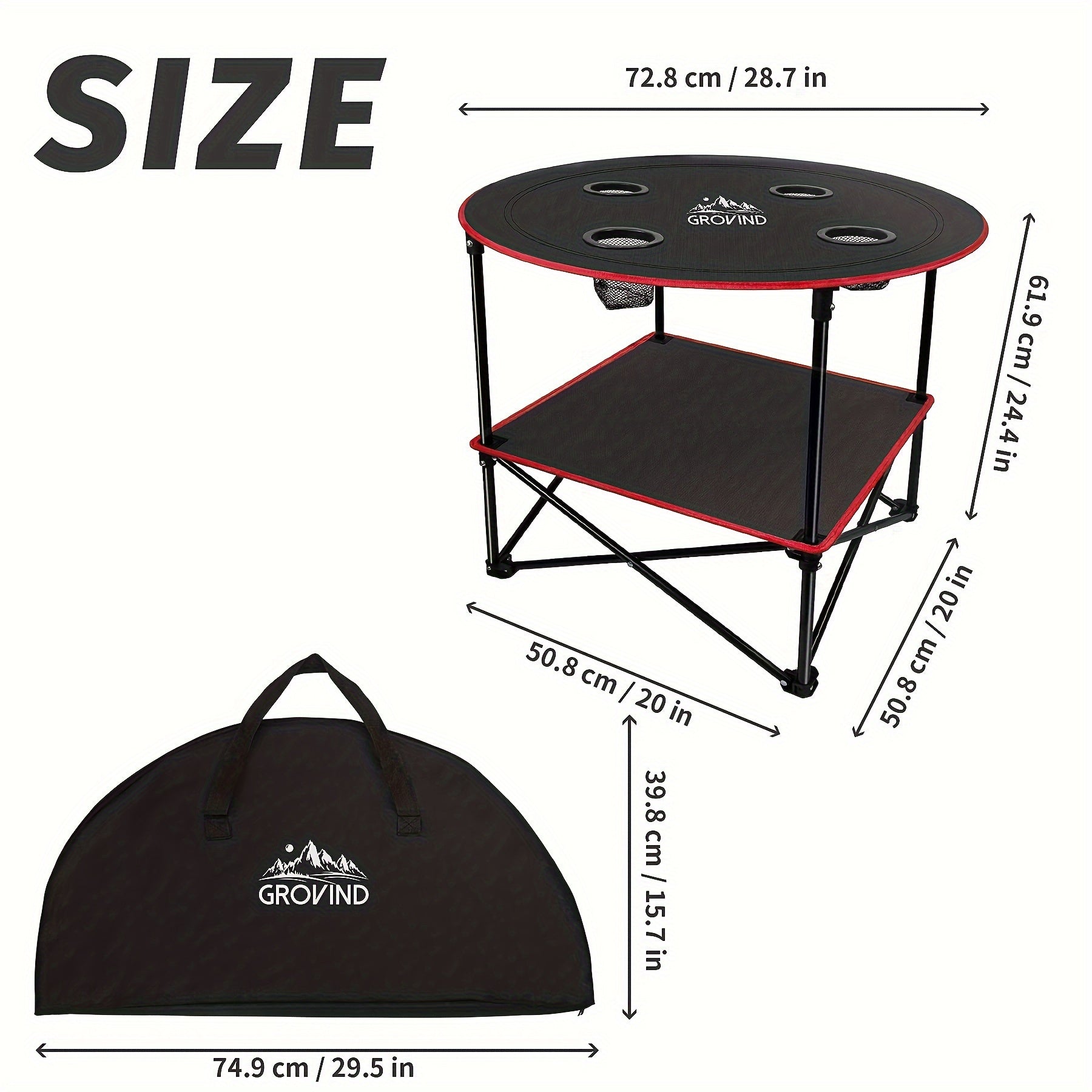 Portable Folding Table with 4 Cup Holders and Bags for BBQ Outdoor Camping