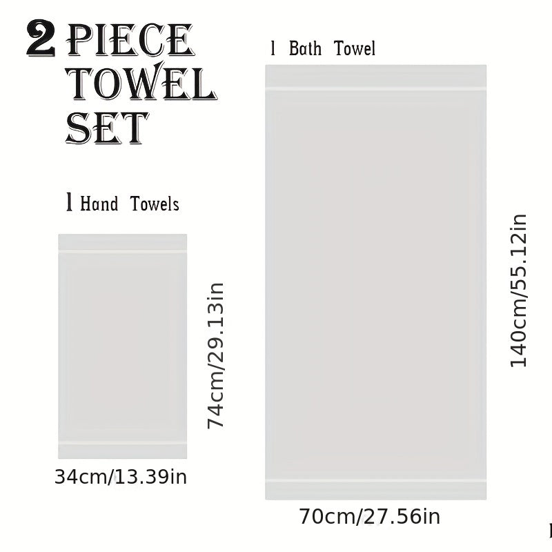 2pcs High Bathroom Towel Set Absorbent Quick Drying Soft Towel