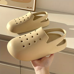 Women's Hollow Out Flat Clogs Closed Toe Non Slip Slide Shoes