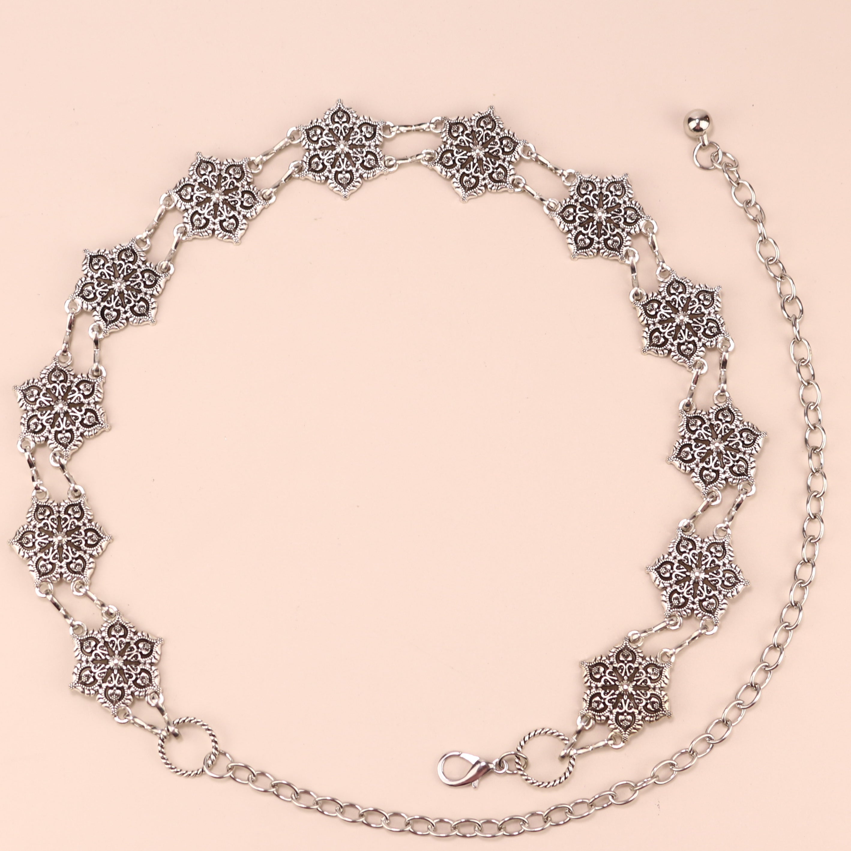 Geometric Flower Waist Chain Vintage Hollow Out Chain Belt