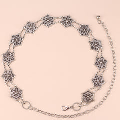Geometric Flower Waist Chain Vintage Hollow Out Chain Belt