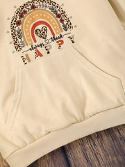 Girls' Rainbow Floral Hooded Sweatshirt for Halloween Party Holiday