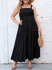  Solid Maxi Smock Cami Dress