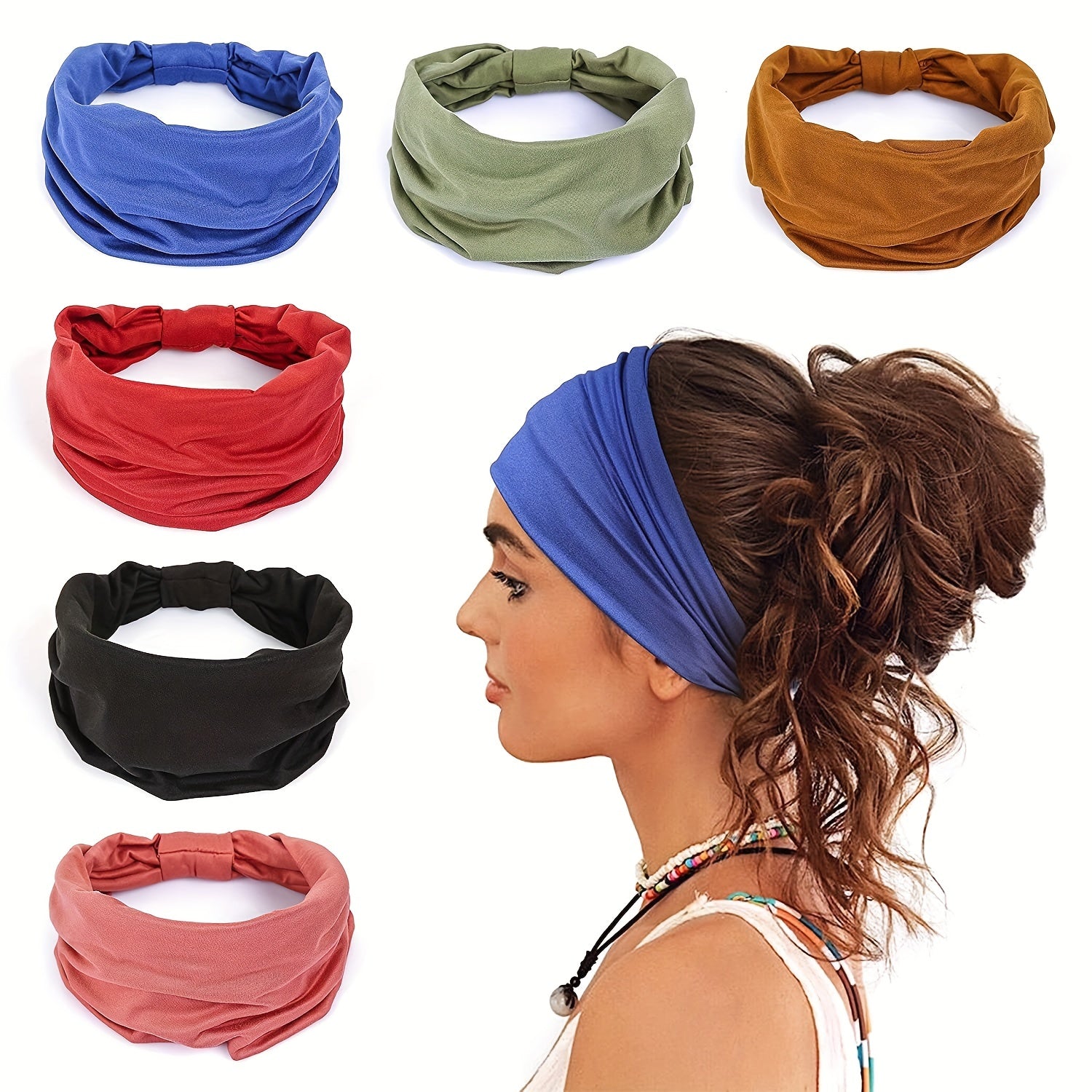 Solid Stretchy Wide Headband for Women Yoga Running