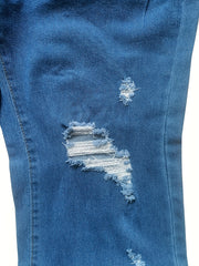  Solid Ripped Wide Leg Jeans