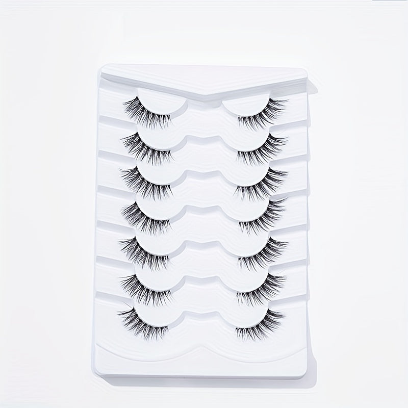 7 Pairs Reusable Fishtail Style False Eyelashes 15mm Lash Extension