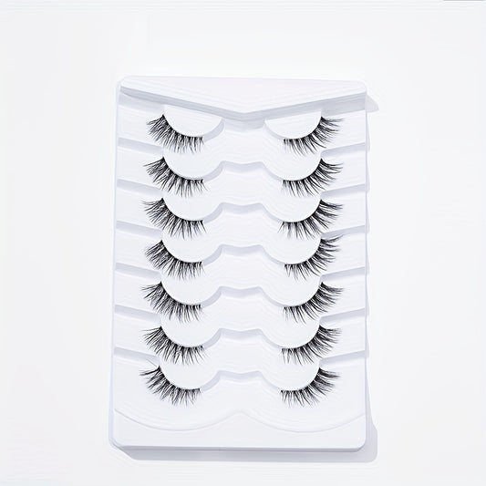 7 Pairs Reusable Fishtail Style False Eyelashes 15mm Lash Extension