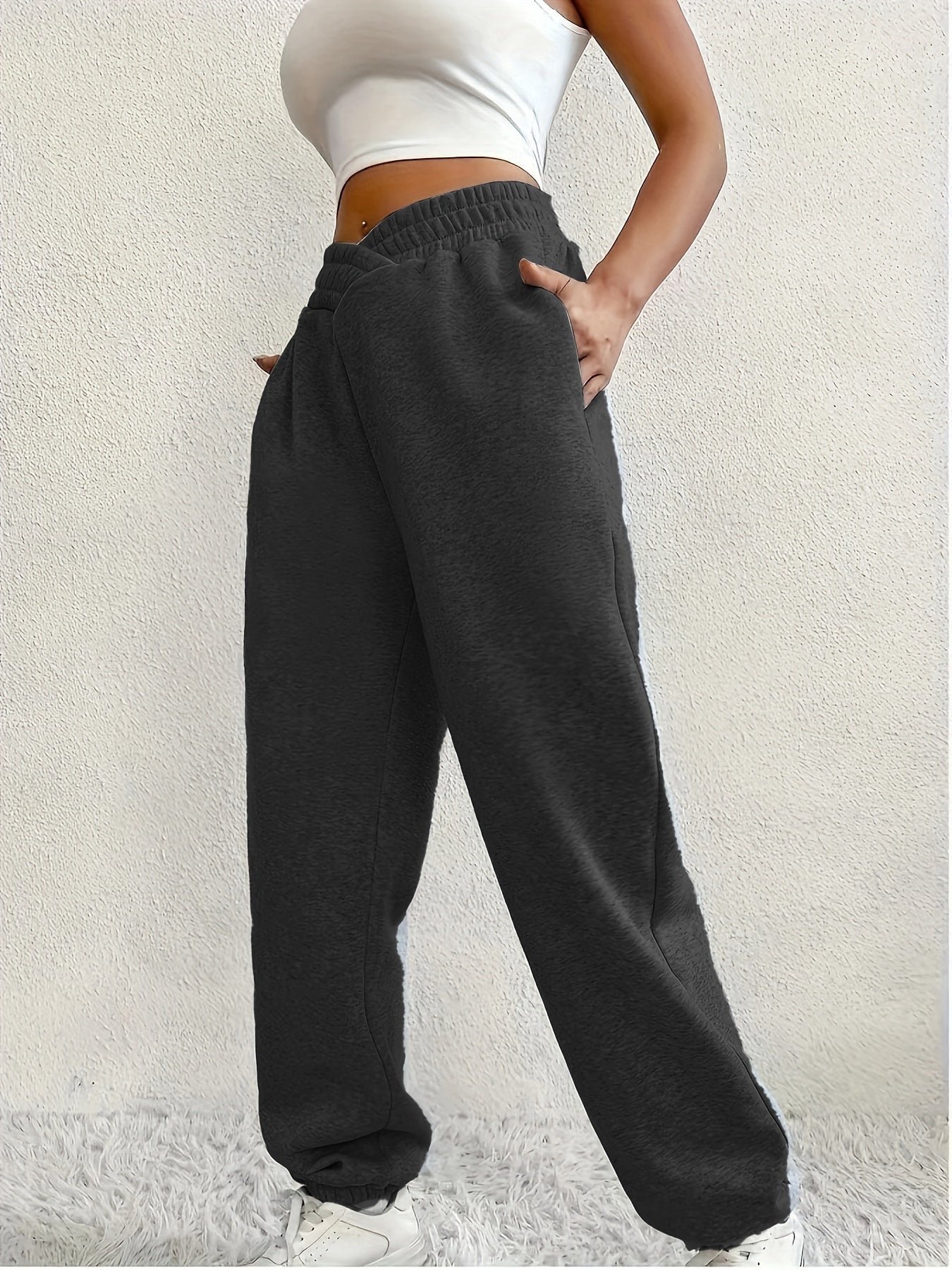  Solid V waist Stretch Joggers With Pockets